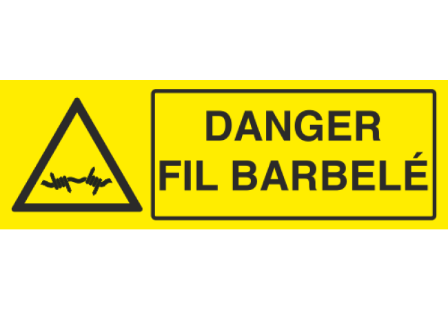 Panneau Danger fil barbelé