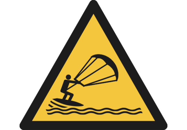 W062- ISO 7010 - Panneau Danger, Pratique du kitesurf