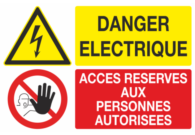 Panneau Danger eléctrique acces réservés aux personnes autorisées