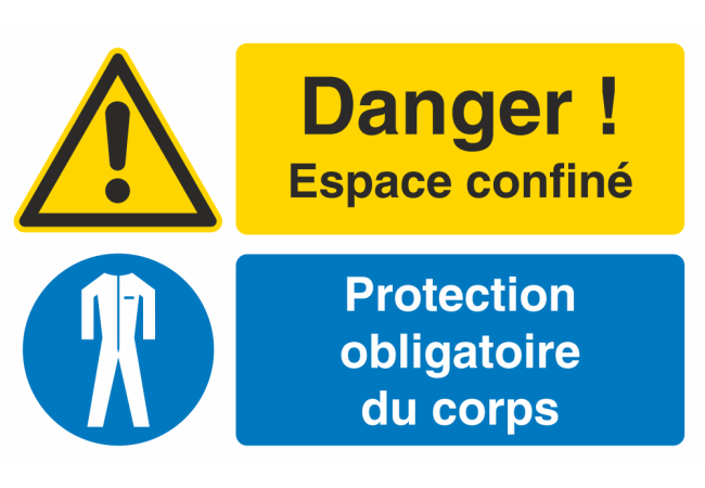 Autocollant Espace Confiné / Protection Obligatoire Du Corps