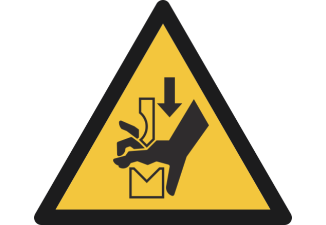 W030- ISO 7010 - Panneau Danger, Écrasement de la main dans l’outil d’une presse plieuse
