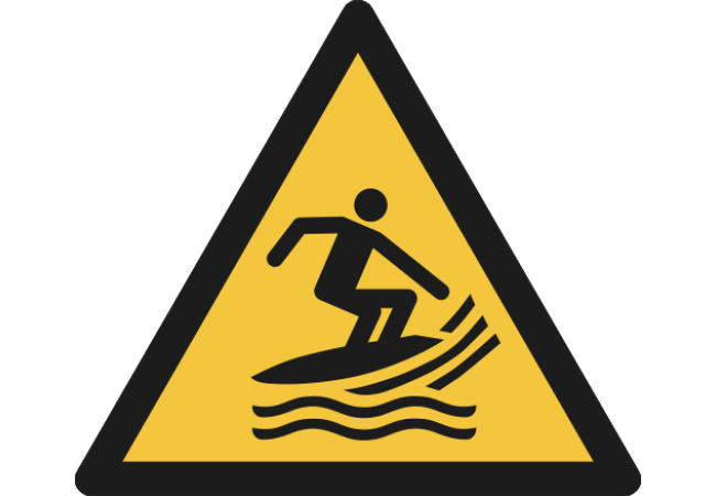 W046- ISO 7010 - Panneau Danger, Zone de pratique du surf