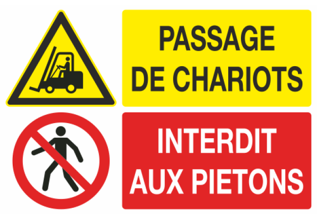 Panneau Passage de chariots interdit aux piétons