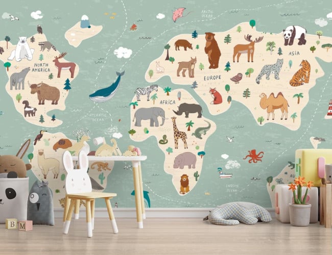 Papier peint panoramique enfant jungle et animaux – Savana – e